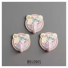 Набор крючков на липучке «Котейка», 3 шт