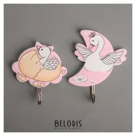 Набор крючков на липучке «Лебедь», 2 шт, рисунок