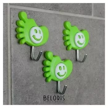 Набор крючков на липучке «Ножка-смайлик», 3 шт