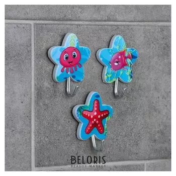 Набор крючков на липучке «Рыбки», 3 шт, рисунок