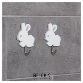 Набор крючков на липучке «Зайчики, барашки», 2 шт, форма и