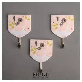 Набор крючков на липучке «Животные», 3 шт, рисунок и форма