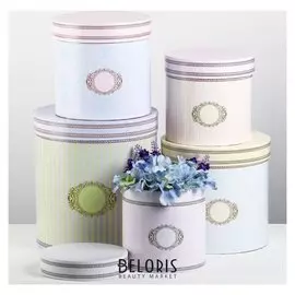 Набор круглых подарочных коробок 5 в 1 «Ладури», 23 × 23 × 25‒15 × 15 × 15 см