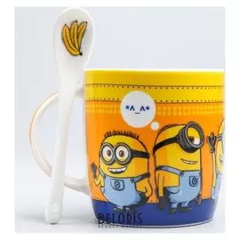 Набор кружка с ложкой "Миньоны" гадкий Я, 350 мл