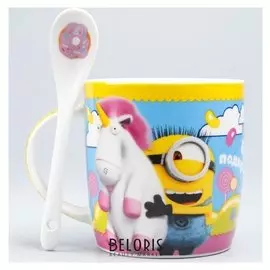 Набор кружка с ложкой "Время подкрепиться!" гадкий Я, 350 мл