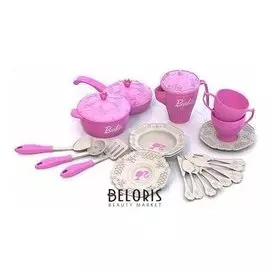 Набор кухонной и чайной посуды Барби 21 предмет