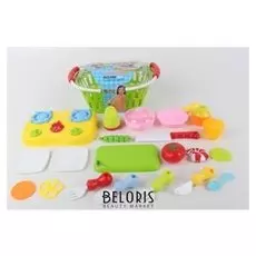 Набор кухонной посуды с аксессуарами в корзине