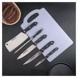 Набор кухонный, 6 предметов, цвет белый/чёрный