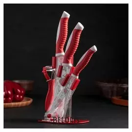 Набор кухонный «Роза любви», антиналипающее покрытие, 4 предмета, на подставке, цвет красный