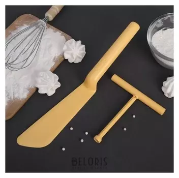 Набор кулинарный 2 предмета: лопатка для блинов 32 см, распределитель теста 13 см