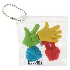 Набор ластиков фигурных, 4 штуки, Жесты в пакете на зап-молнии