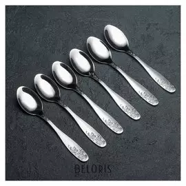 Набор ложек чайных «Цветы», H=15 см, 6 шт