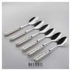 Набор ложек столовых «Мрамор», H=19 см, 6 шт, цвет белый