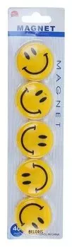 Набор магнитов для доски, 5 штук, «Смайл», D-4 см, на блистере