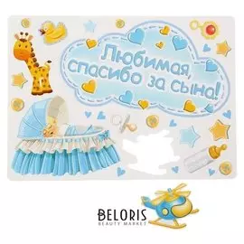 Набор магнитов на авто "Любимая, спасибо за сына!" мал., 29,7 х 42 см