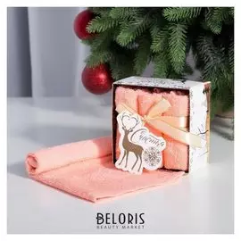 Набор махровых полотенец "Чудесного нового года" 30х30 см - 3 шт, хлопок 340гр/м2