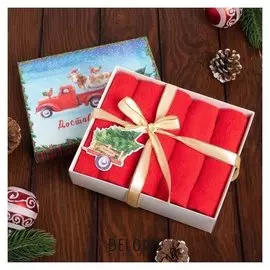 Набор махровых полотенец "Доставка счастья" 30х30 см -5шт, 100% хл, 340гр/м2