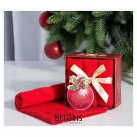 Набор махровых полотенец "Ла-ла-ла" 30х30 см - 3 шт, хлопок 340гр/м2