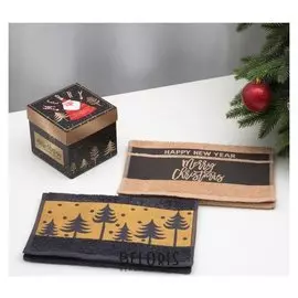 Набор махровых полотенец "Merry Christmas" 30х70 см - 2 шт, 100% хлопок, 370 гр/м2