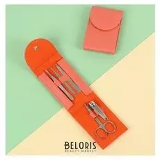 Набор маникюрный, 5 предметов, цвет коралловый