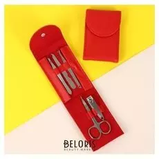 Набор маникюрный, 5 предметов, цвет красный