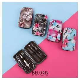 Набор маникюрный «Цветы», 6 предметов, цвет и рисунок