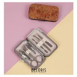 Набор маникюрный в футляре из пробкового материала «Розы», 6 предметов