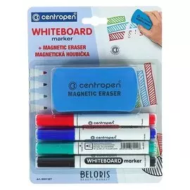 Набор маркеров Centropen 8559 для доски, 4 цвета, 2.5 мм, блистер с европодвесом