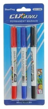 Набор маркеров для CD/DVD двусторонних 3 цвета 0,7/2 мм (красный, чёрный, синий)