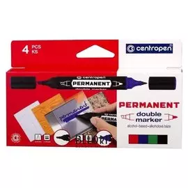 Набор маркеров двухст 4цв Centropen 1666/01 пулев/скошен, 1мм/1-4мм 616660401