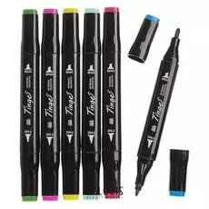 Набор маркеров Superior, профессиональные, двусторонние, чёрный корпус, наконечник мягкая кисть, 6 штук, 6 цветов, стандарт, Ms-818