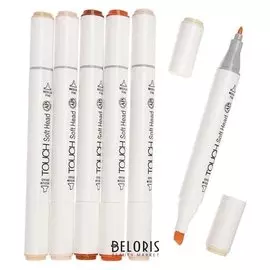 Набор маркеров Superior, профессиональные, двусторонние, наконечник мягкая кисть, 6 шт., 6 цветов, телесные оттенки, Ms-888