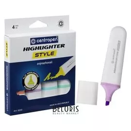 Набор маркеров-текстовыделителей 4 цвета, 1-4,6 мм Centropen 6252/04 Style Soft, картонная упаковка, европодвес