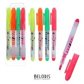 Набор маркеров-текстовыделителей, 4 цвета, 4 мм, с жидкими чернилами