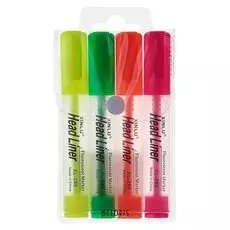 Набор маркеров текстовыделителей, 4 цвета, наконечники скошенные, 5 мм