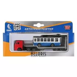 Набор машин Камаз перевозчик с троллейбусом