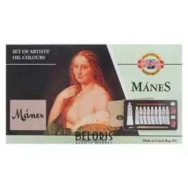 Набор масляных красок 10 цветов, Koh-i-noor Manes 161601, с принадлежностями