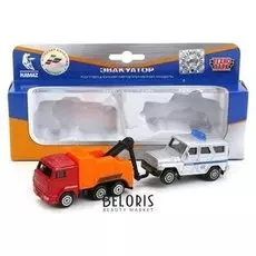 Набор металлических машин «Камаз эвакуатор+Уаз Хантер»