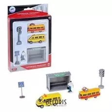 Набор металлических машин «Остановка, светофор, фигурка» 2 шт