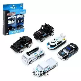 Набор металлических машин «Полиция», 6 штук