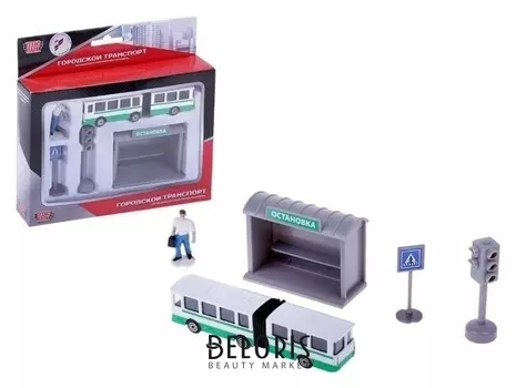 Набор «Металлический автобус» с остановкой и аксессуарами