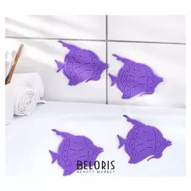 Набор мини-ковриков для ванны «Рыбки», 10×12 см, 4 шт