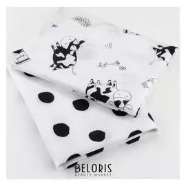 Набор муслиновых пеленок "Крошка Я" Happy Cow 75*120 см - 2 шт, хлопок 100%