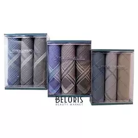 Набор мужских носовых платков в коробке этника, 40х40, 3 шт. х/б