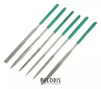 Набор надфилей алмазных Tundra, 50 х 140 х 3 мм, обрезинные рукоятки, 6 шт.