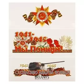 Набор наклеек "9 Мая - день победы" 110 х 289 мм, 3 шт.
