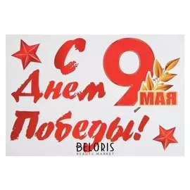 Набор наклеек для автомобиля "С днём победы!" 16,7 х 24,6 см