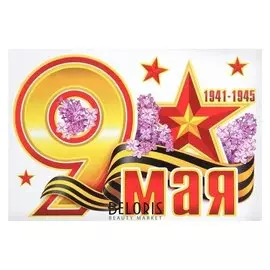 Набор наклеек на авто "9 Мая" цветы, звёзды, 18 х 28 см