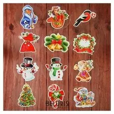 Набор наклеек "Новогодний" 12 наклеек в наборе, 9 х 9 см