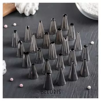 Набор насадок кондитерских D=1,5 см, 24 шт, в кейсе, форма